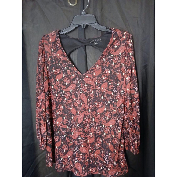 Women's Sara Michelle Paisley Floral Cutout Blouse Size L (39JC) - Picture 7 of 8